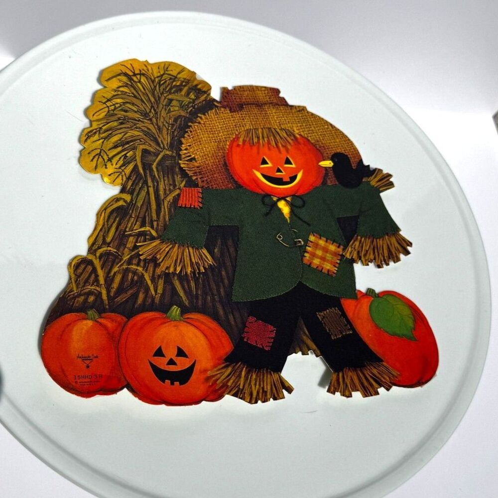 Vintage Halloween Die Cut Window decoration 1970's Scarecrow single sided